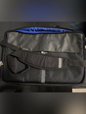 OGIO Black Laptop Messenger Bag with Blue Interior